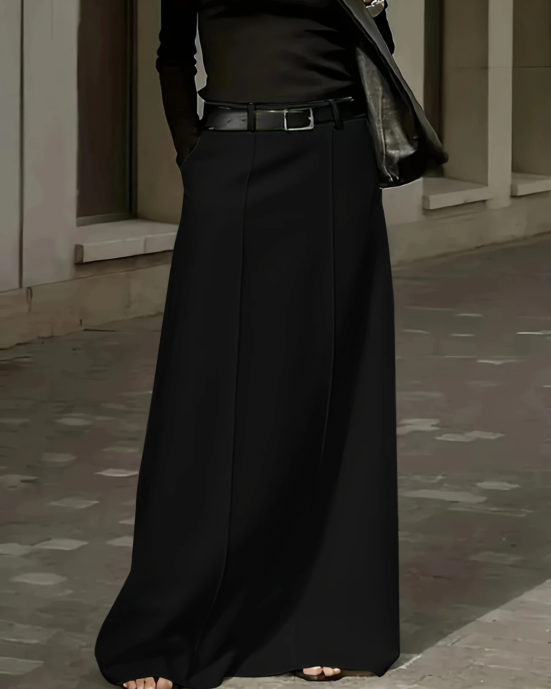 Falda Larga con Cintura Alta y Bolsillos®