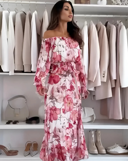 Conjunto de Dos Piezas con Top con Mangas Floreado y Falda Casual®