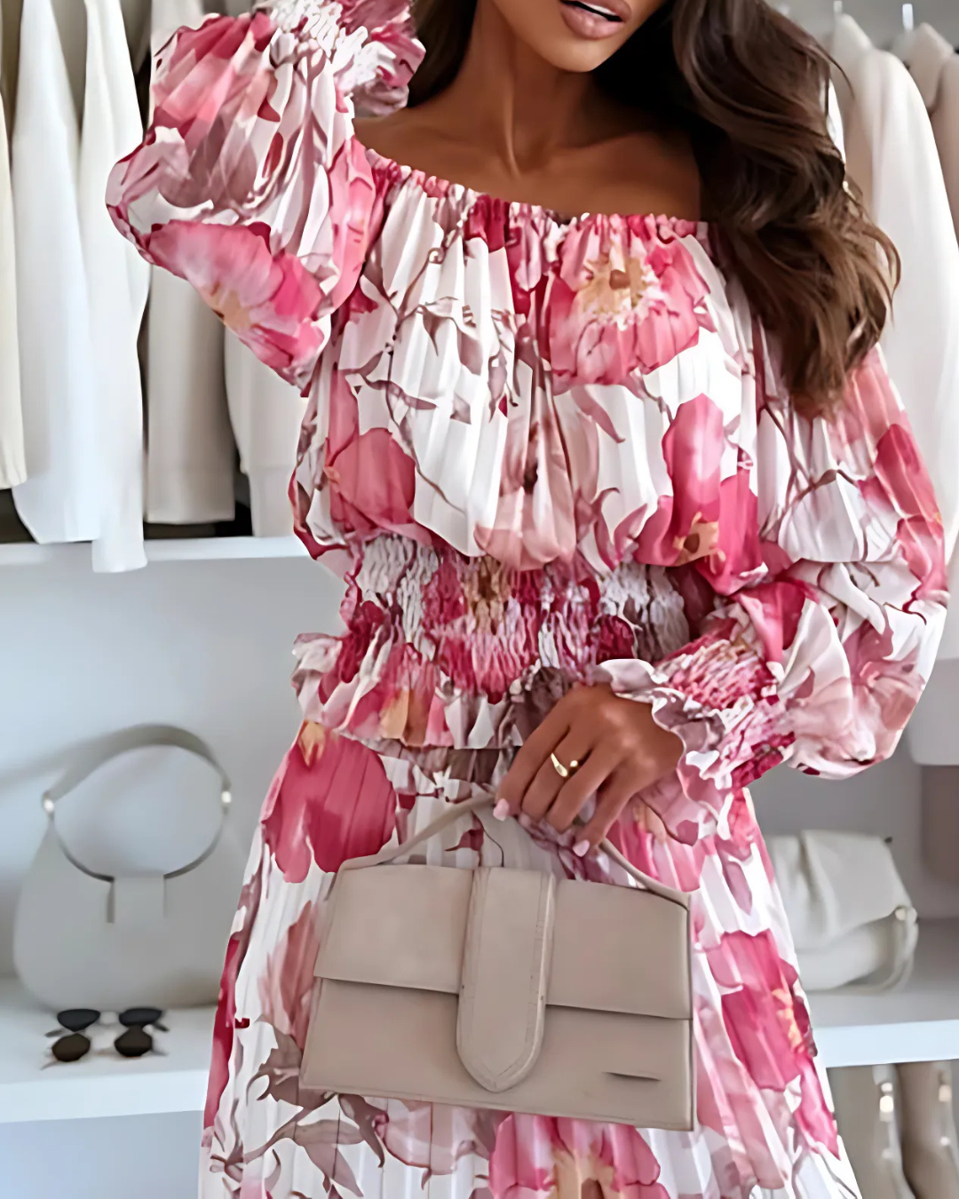 Conjunto de Dos Piezas con Top con Mangas Floreado y Falda Casual®