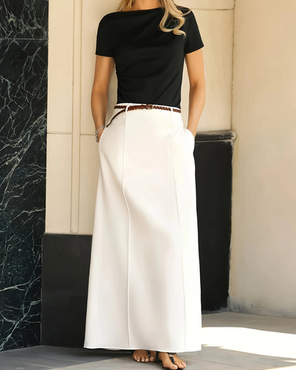 Falda Larga con Cintura Alta y Bolsillos®