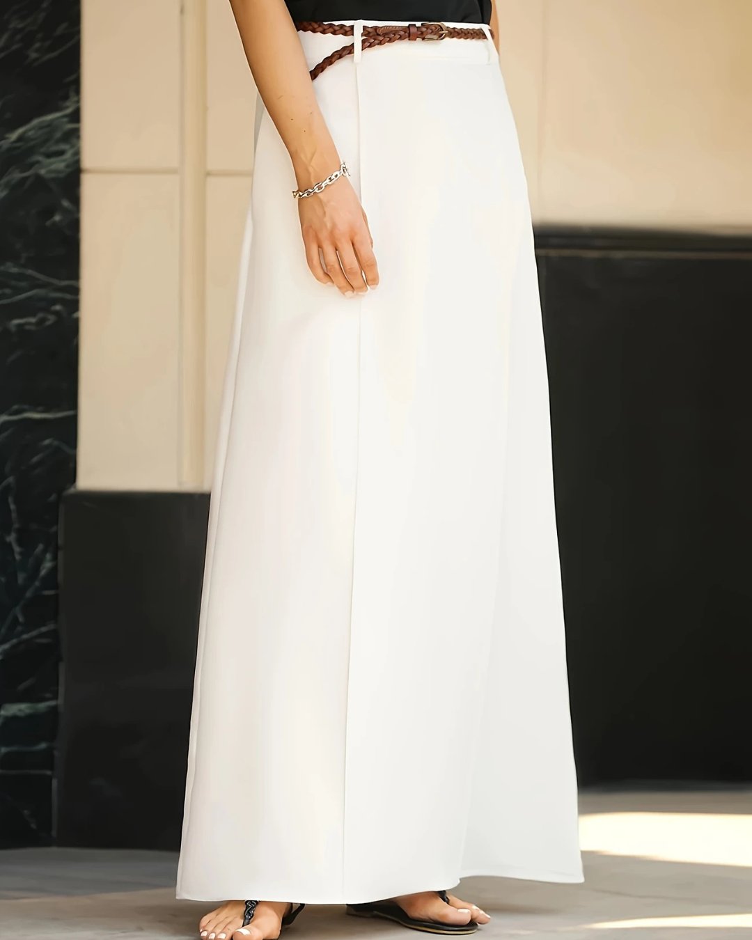 Falda Larga con Cintura Alta y Bolsillos®